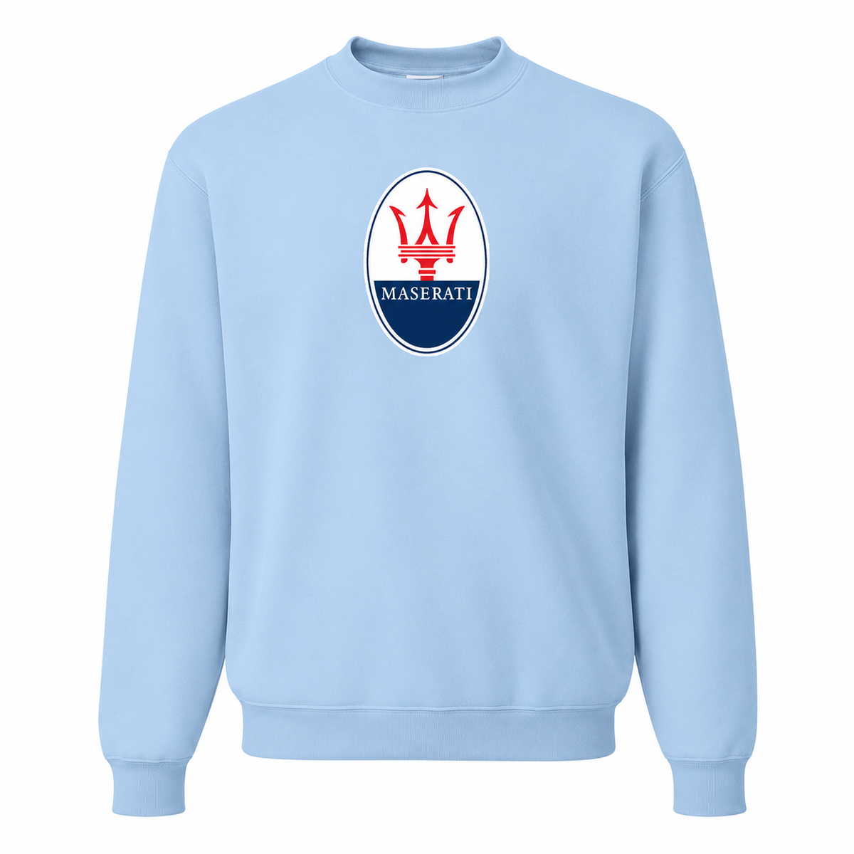 Men’s Maserati Car Crewneck Sweatshirt | Color: Sky Blue | Front