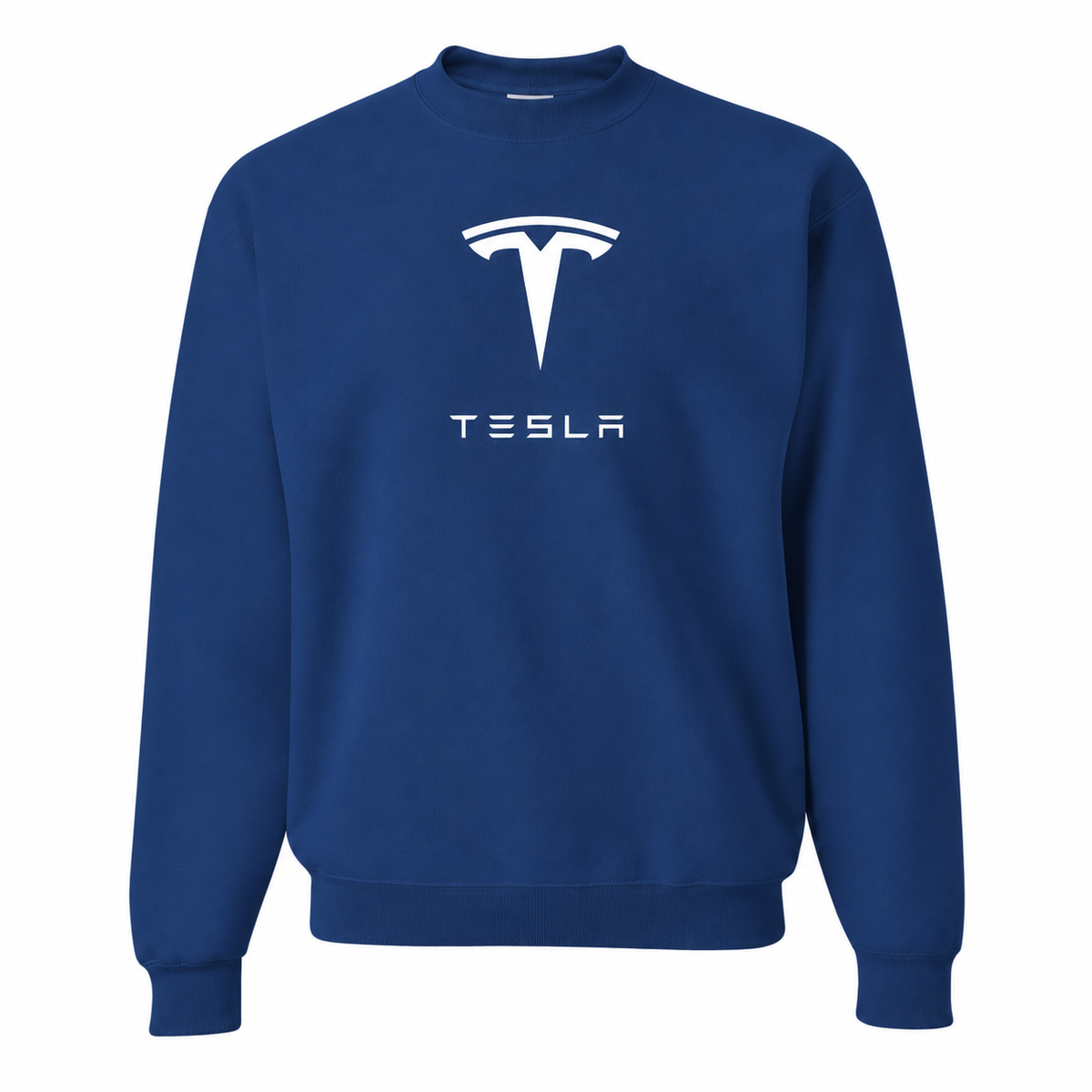 Men’s Tesla Car Crewneck Sweatshirt | Color: Blue | Front