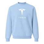 Men’s Tesla Car Crewneck Sweatshirt | Color: Sky Blue | Front