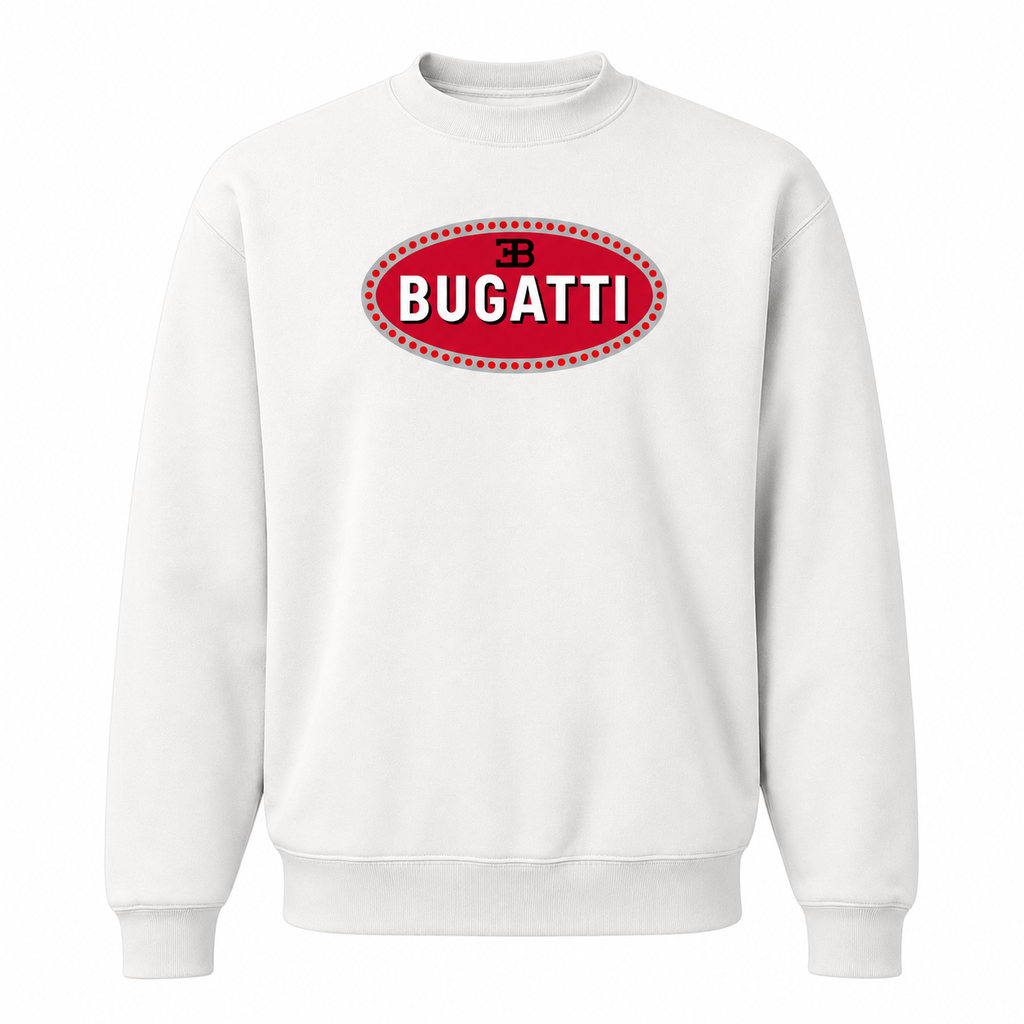 Men’s Bugatti Car Crewneck Sweatshirt | Color: White | Front