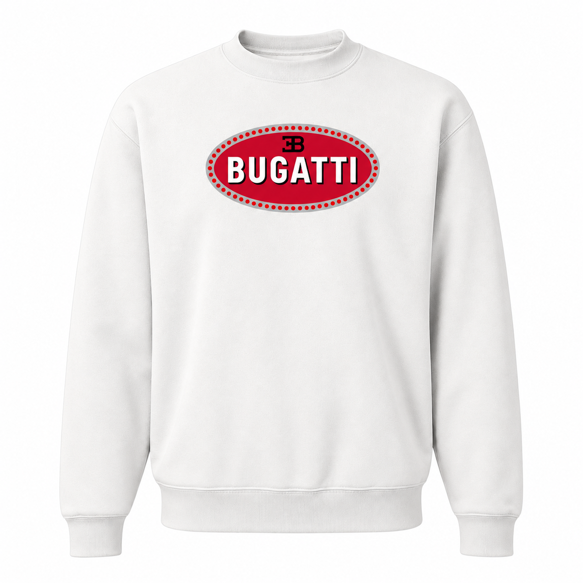 Men’s Bugatti Car Crewneck Sweatshirt | Color: White | Front