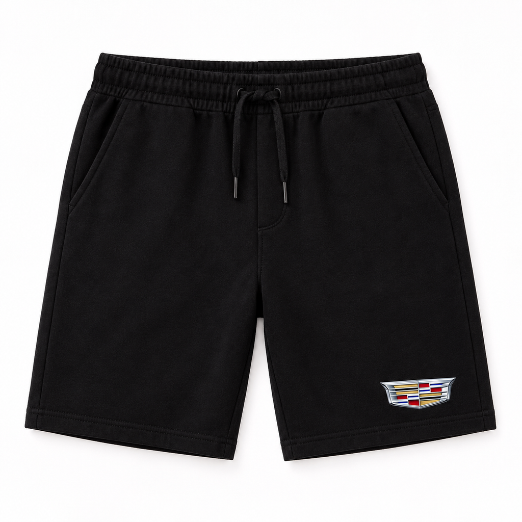 Men’s Cadillac Car Athletic Fleece Shorts | Color: Black | Image 1