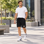 Men’s Cadillac Car Athletic Fleece Shorts | Color: Black | Image 3