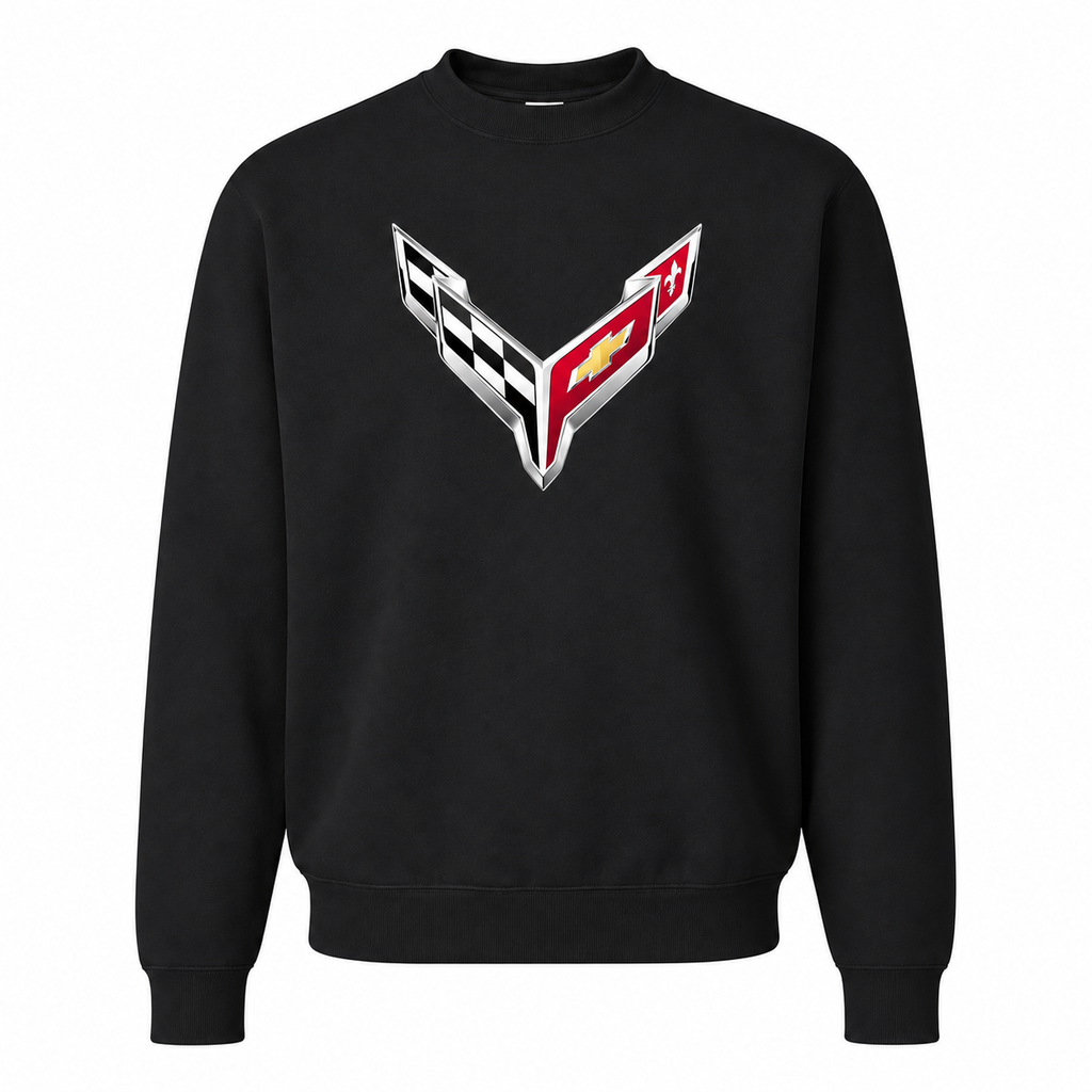 Men’s Chevrolet Corvette Car Crewneck Sweatshirt | Color: Black | Front