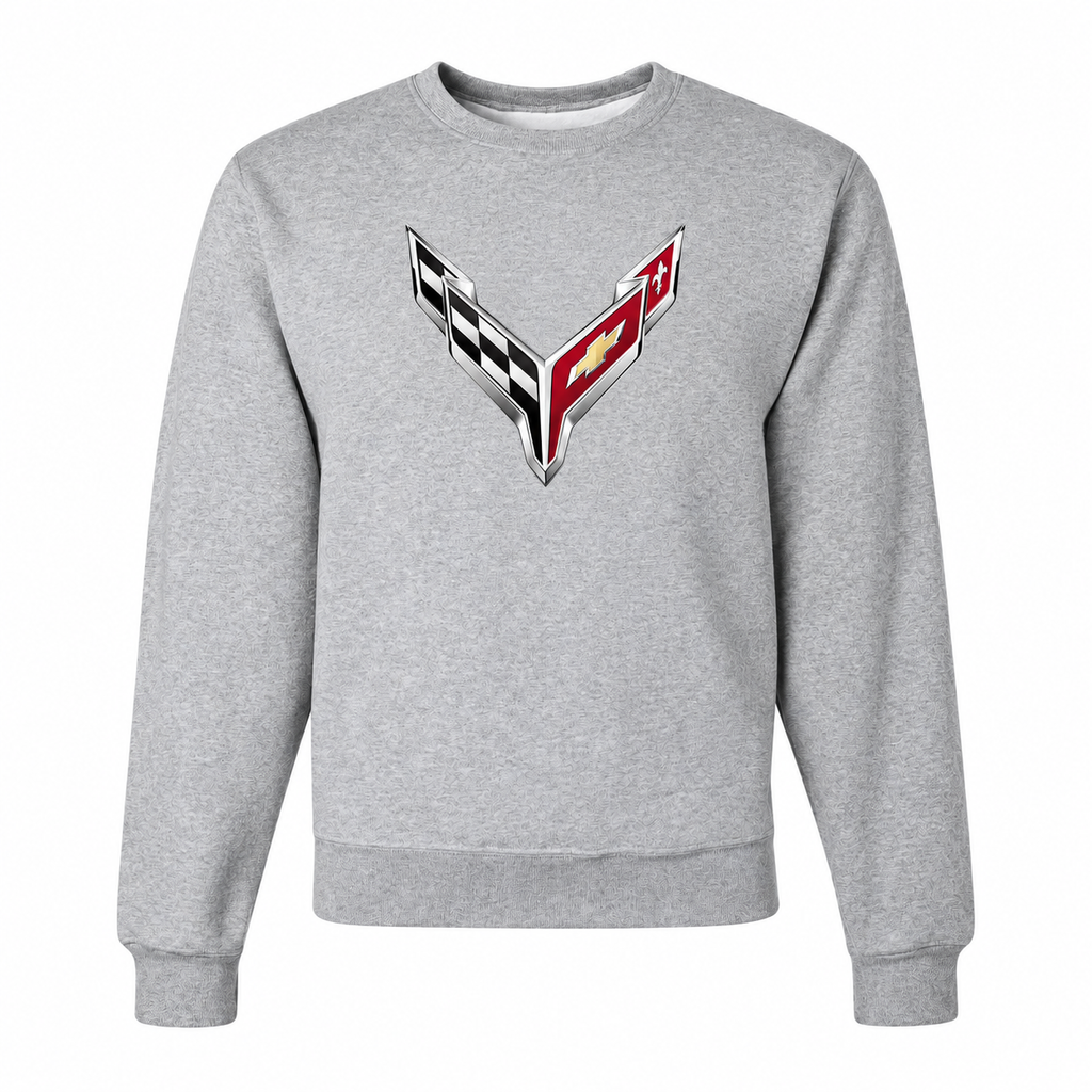 Men’s Chevrolet Corvette Car Crewneck Sweatshirt | Color: Gray | Front