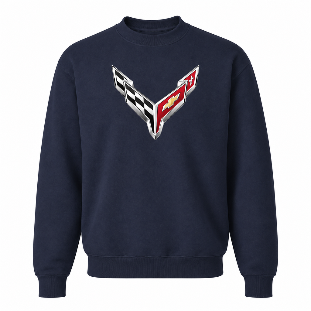 Men’s Chevrolet Corvette Car Crewneck Sweatshirt | Color: Navy | Front