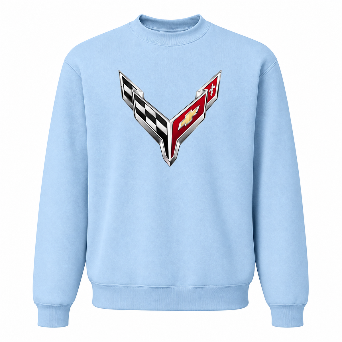 Men’s Chevrolet Corvette Car Crewneck Sweatshirt | Color: Sky Blue | Front