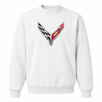 Men’s Chevrolet Corvette Car Crewneck Sweatshirt | Color: White | Front