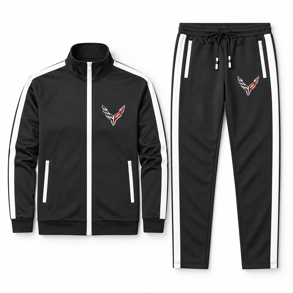 Men's Chevrolet Corvette Dri-Fit TrackSuit | Color: Black | Image 1