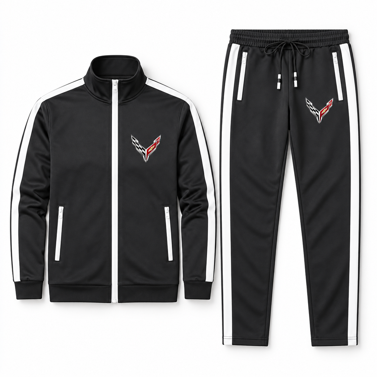 Men's Chevrolet Corvette Dri-Fit TrackSuit | Color: Black | Image 1