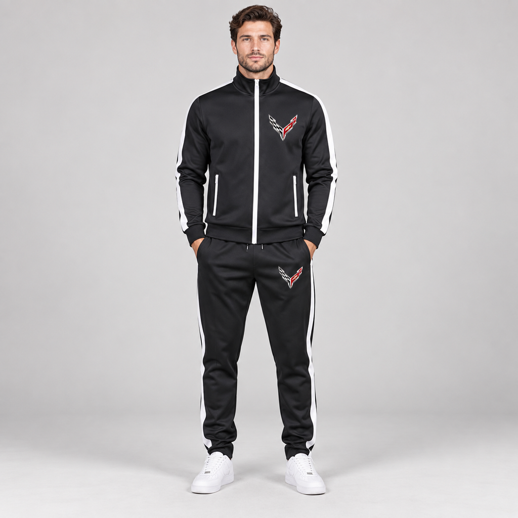Men's Chevrolet Corvette Dri-Fit TrackSuit | Color: Black | Image 2