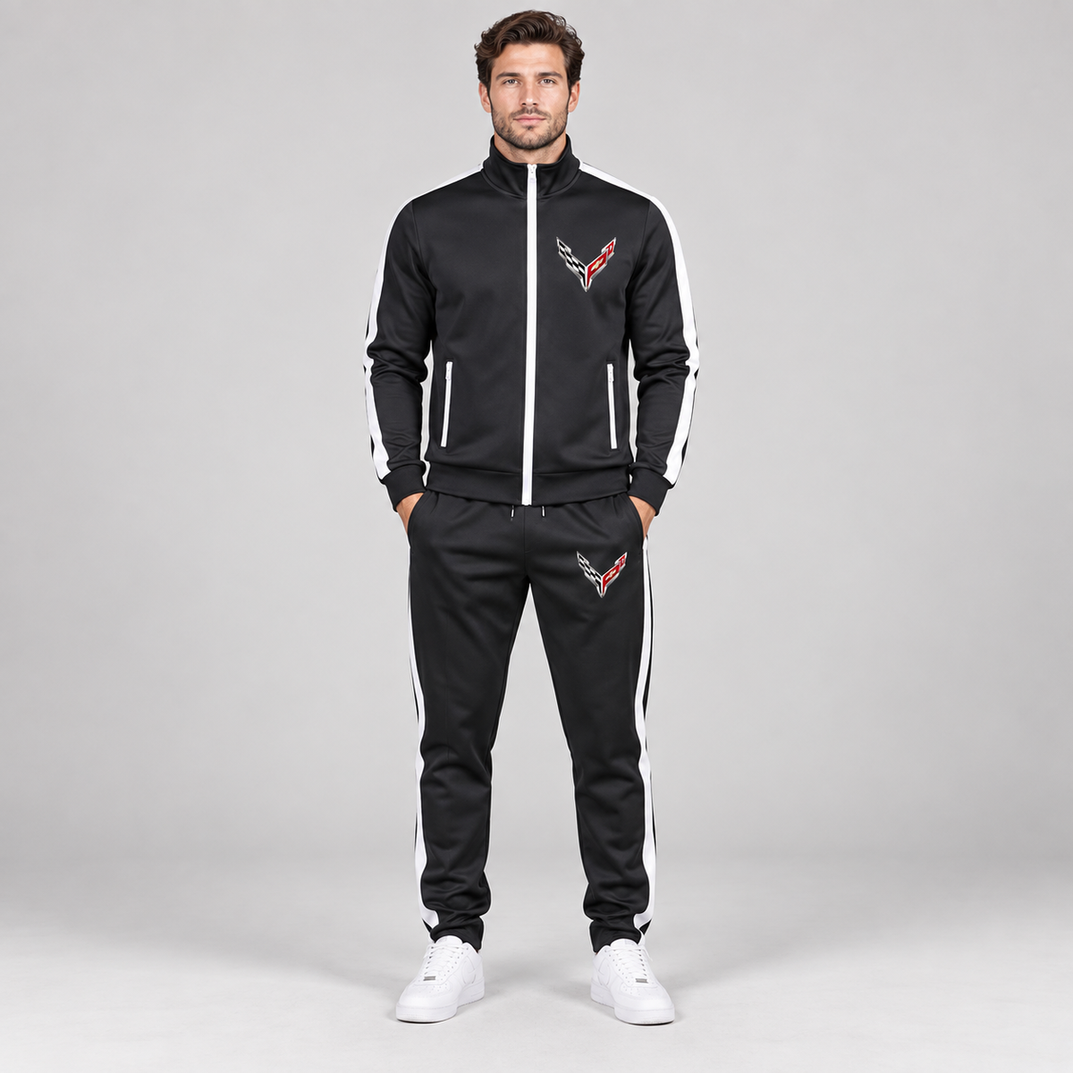 Men's Chevrolet Corvette Dri-Fit TrackSuit | Color: Black | Image 2