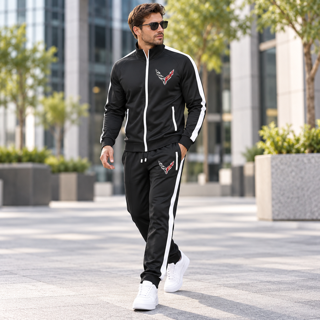 Men's Chevrolet Corvette Dri-Fit TrackSuit | Color: Black | Image 3
