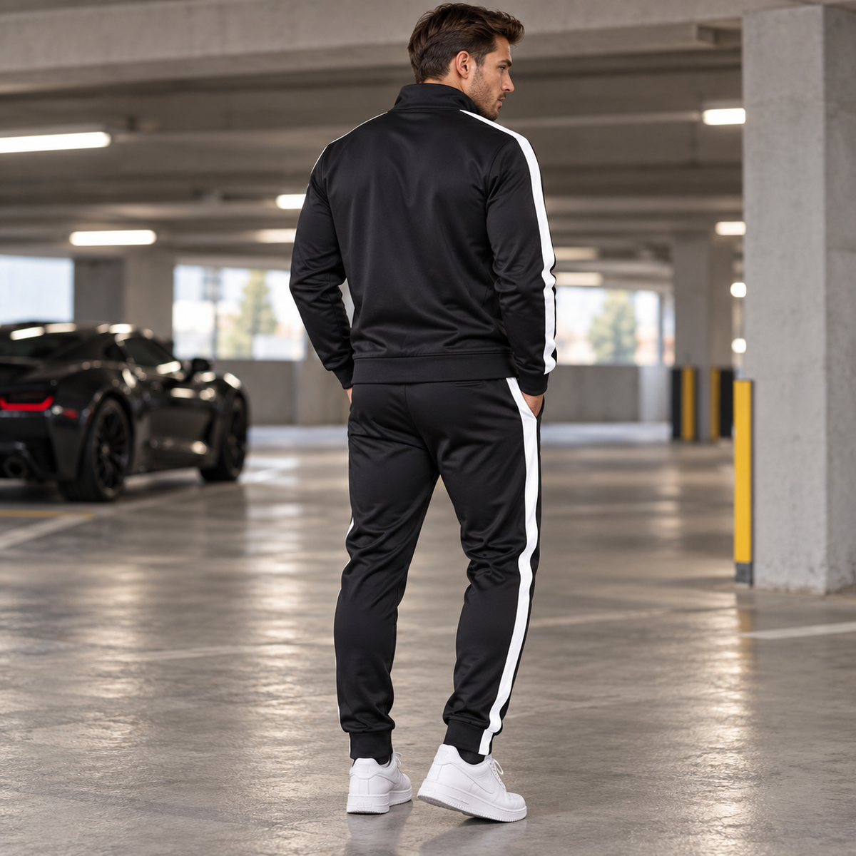 Men's Chevrolet Corvette Dri-Fit TrackSuit | Color: Black | Image 4