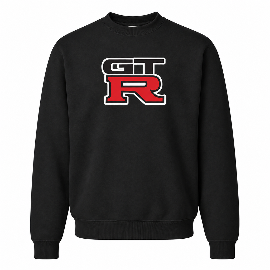 Men’s GTR Car Crewneck Sweatshirt | Color: Black | Front