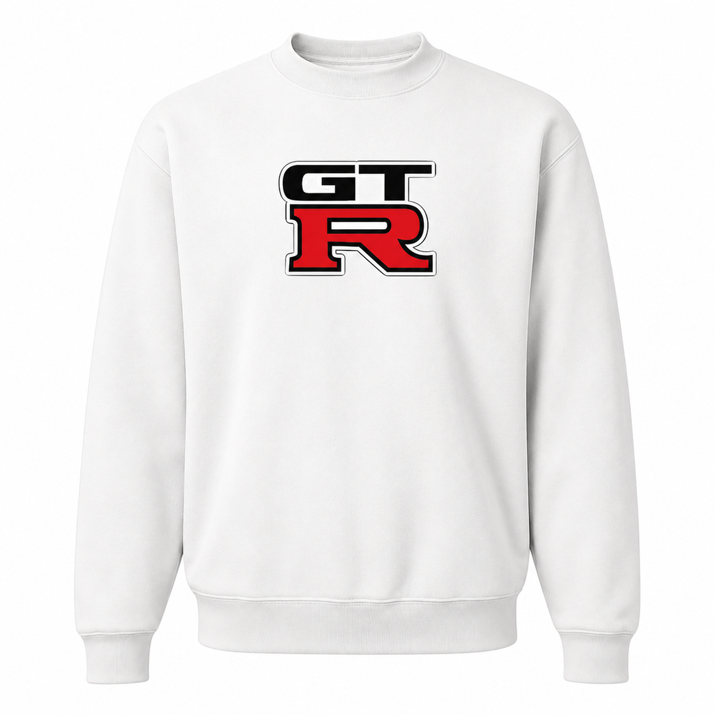 Men’s GTR Car Crewneck Sweatshirt | Color: White | Front