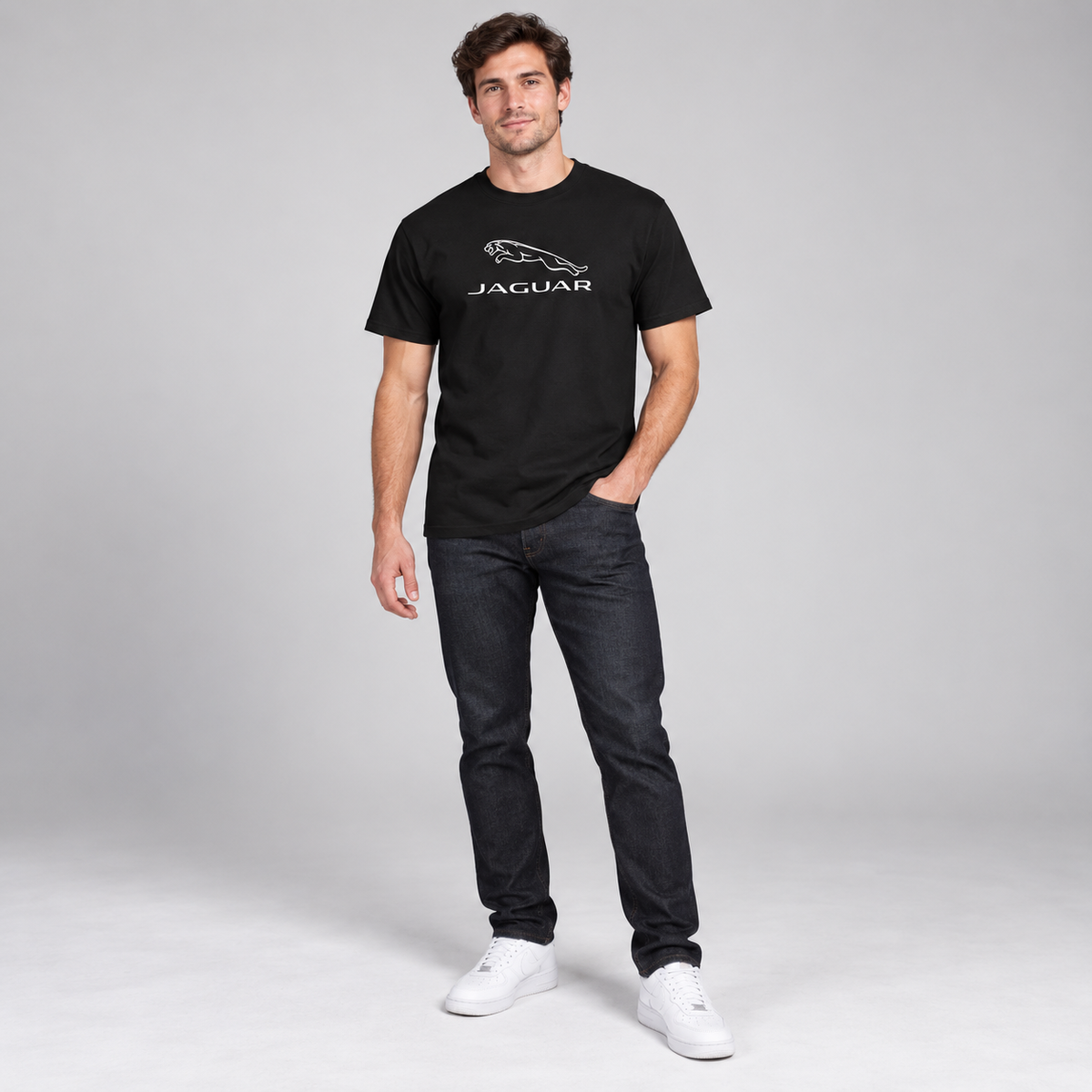 Men’s Jaguar Symbol Car Cotton T-Shirt | Color: Black | Image 2