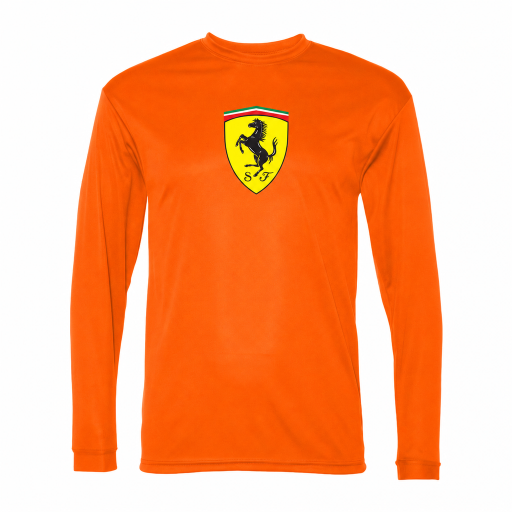 Men’s Ferrari Car Performance Long Sleeve T-Shirt | Orange | Front