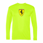 Men’s Ferrari Car Performance Long Sleeve T-Shirt | Safety Yellow | Front