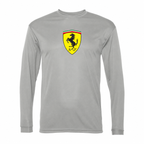 Men’s Ferrari Car Performance Long Sleeve T-Shirt | Silver | Front