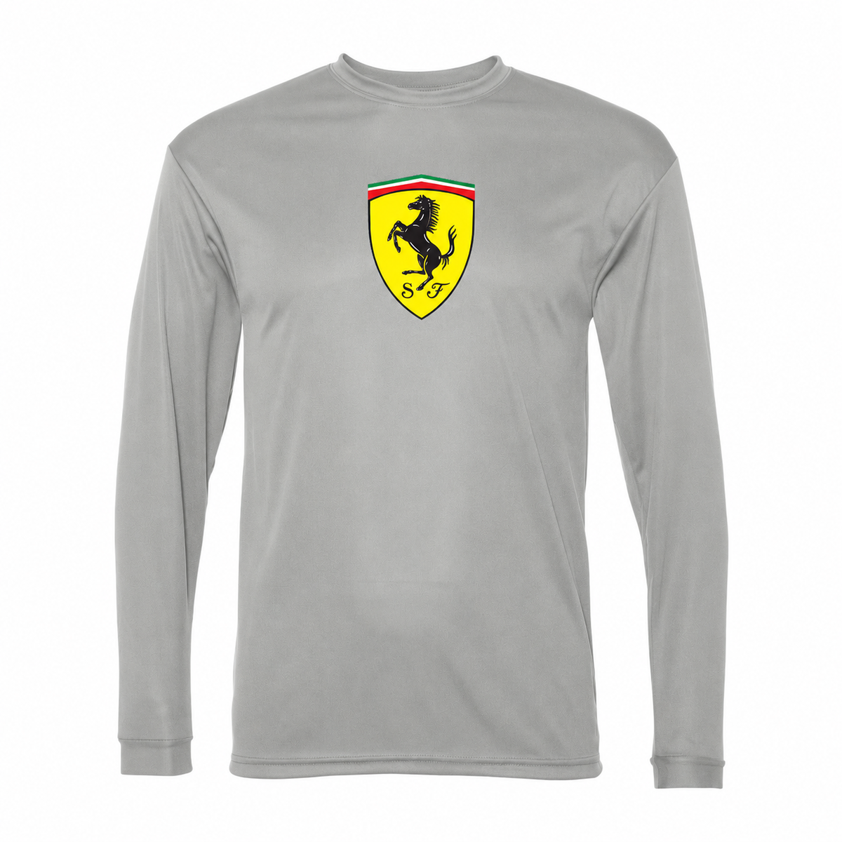 Men’s Ferrari Car Performance Long Sleeve T-Shirt | Silver | Front