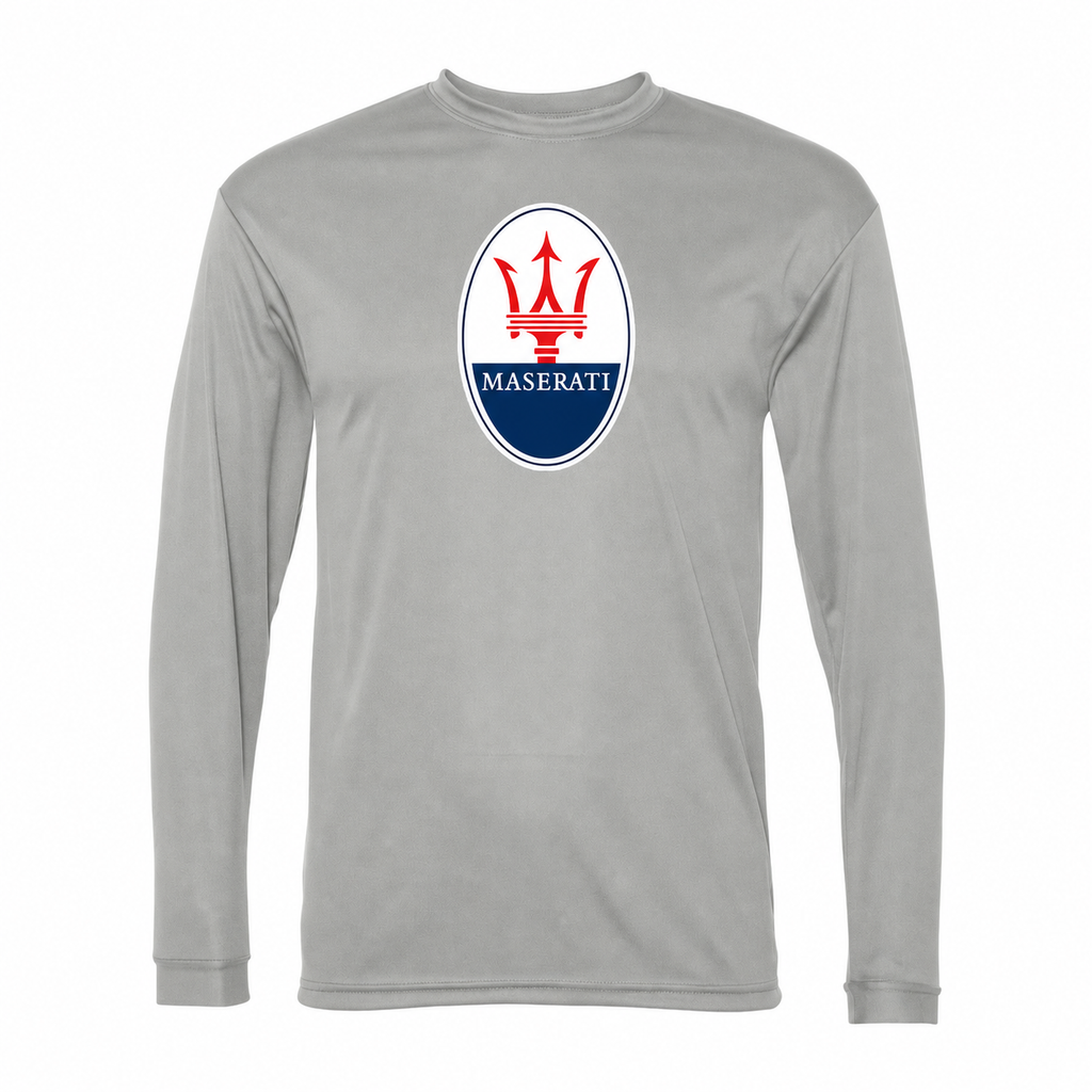 Men's Maserati Car - Polyester Long Sleeve T-Shirt | Silver | Front