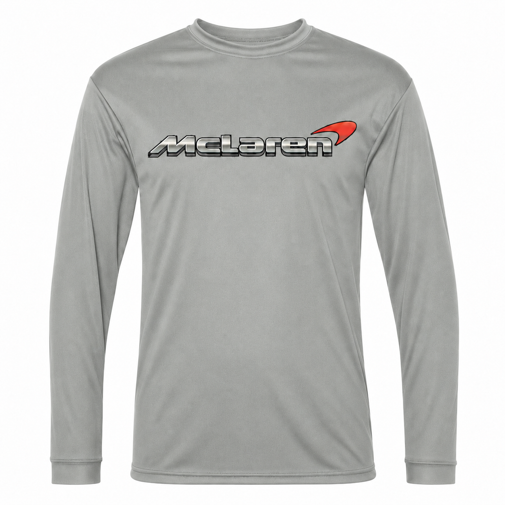 Men’s McLaren Car Polyester Long Sleeve T-Shirt | Silver | Front