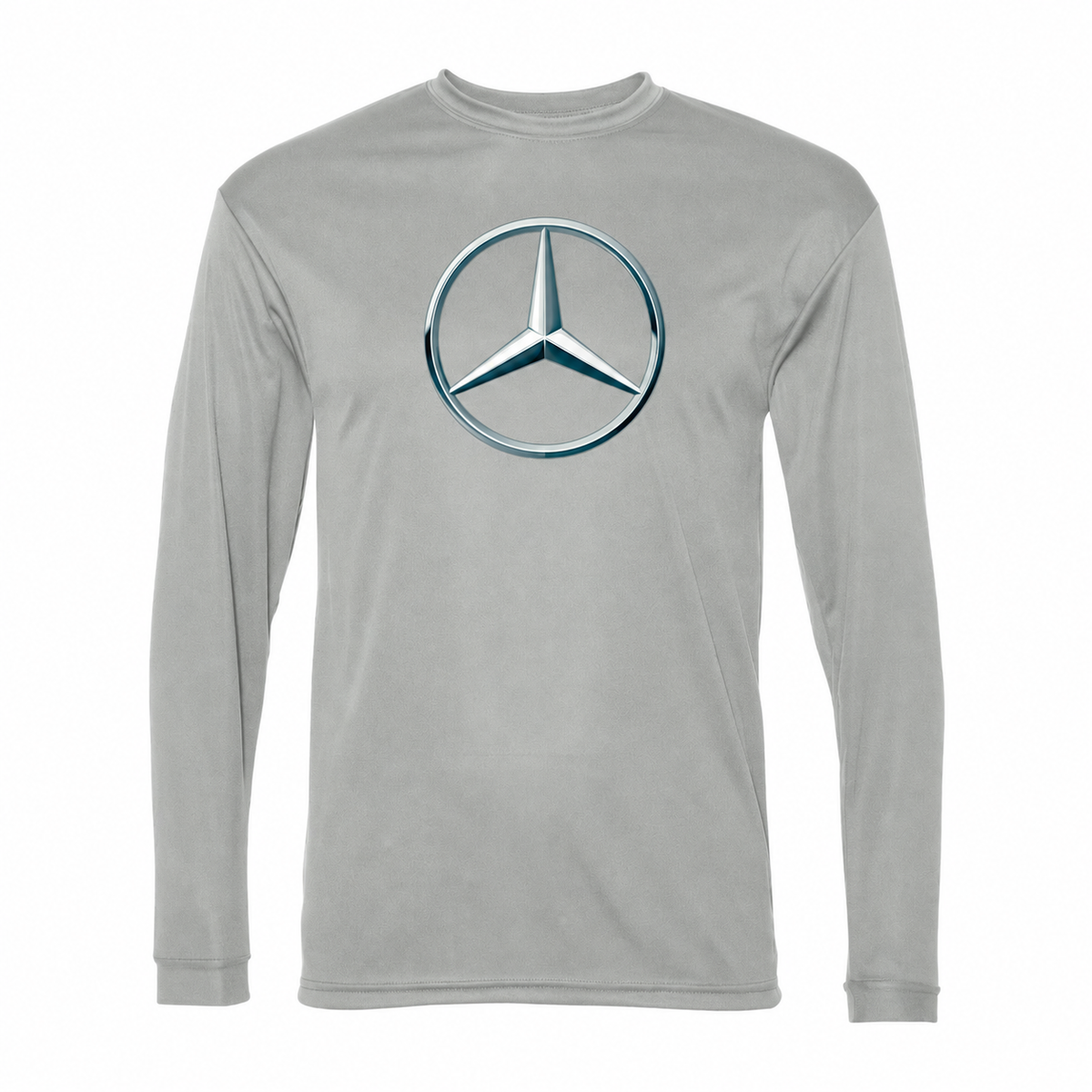 Men's Mercedes-Benz Car NEW - Polyester Long Sleeve T-Shirt | Silver | Front