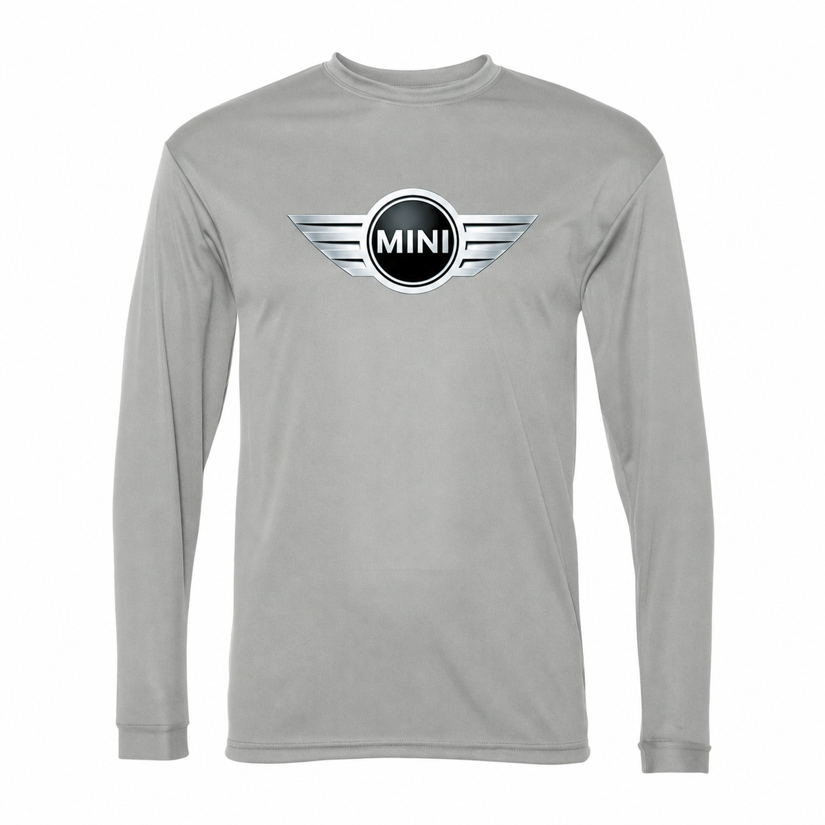 Men's Mini Cooper Car NEW - Polyester Long Sleeve T-Shirt | Silver | Front