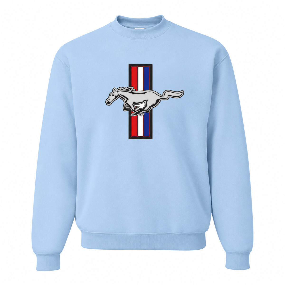 Men's Mustang Crewneck Comfy Sweatshirt | Color: Sky Blue | Front