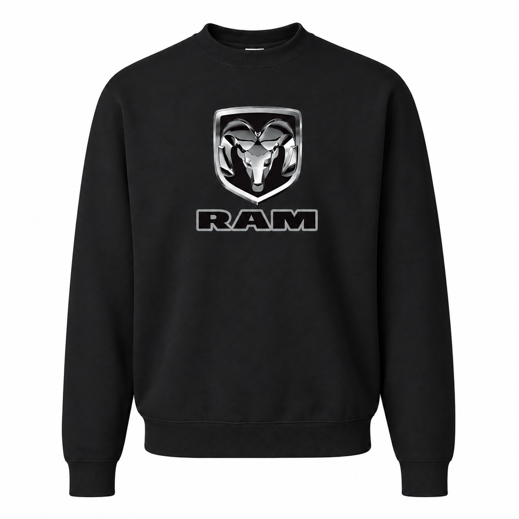 Men’s Ram Car Crewneck Sweatshirt | Color: Black | Front