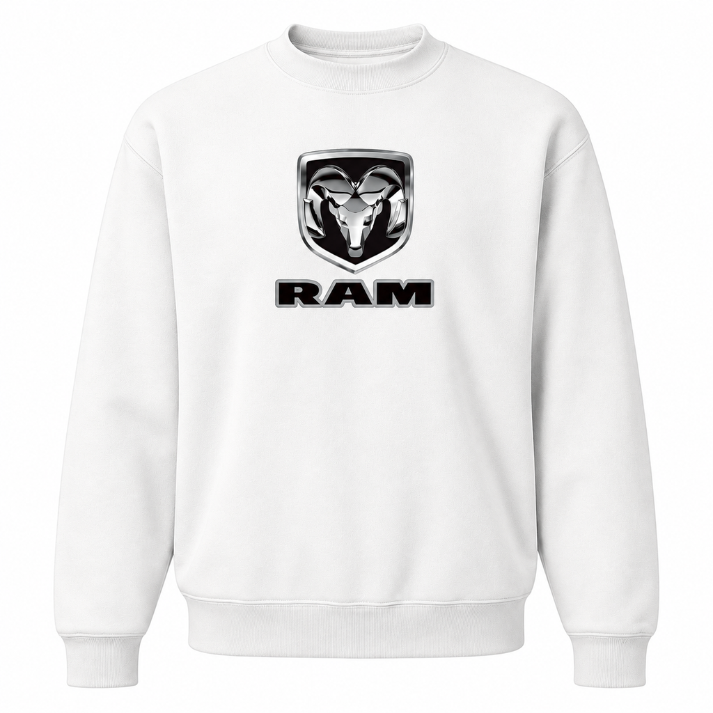 Men’s Ram Car Crewneck Sweatshirt | Color: White | Front