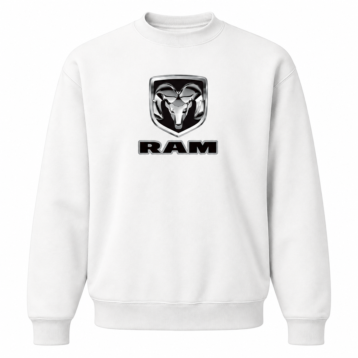 Men’s Ram Car Crewneck Sweatshirt | Color: White | Front