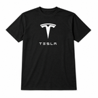 Men’s Tesla Motorsports Car Cotton T-Shirt | Color: Black | Image 1