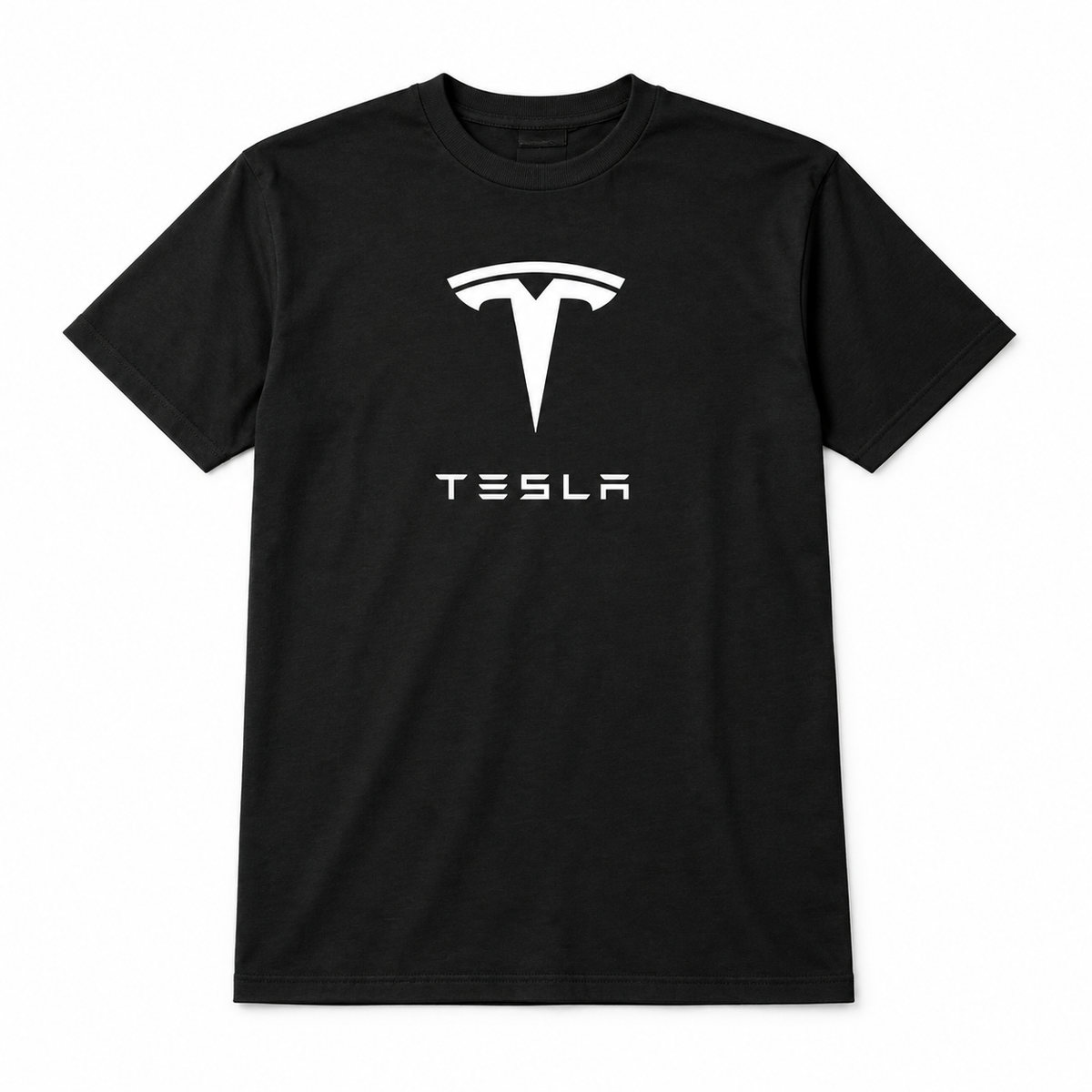 Men’s Tesla Motorsports Car Cotton T-Shirt | Color: Black | Image 1