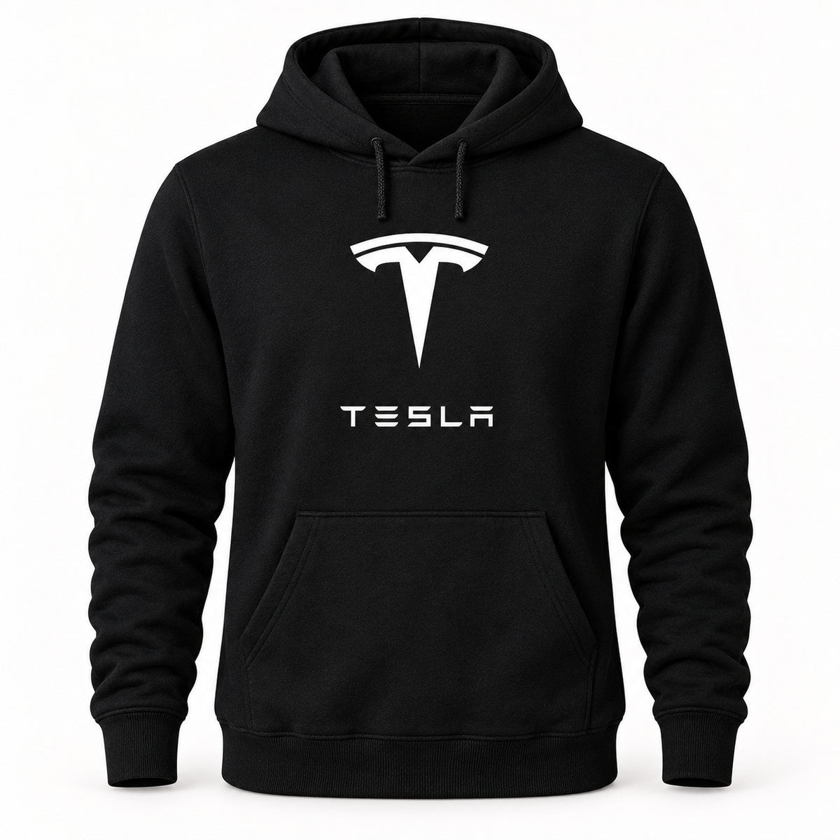 Men’s Tesla Motorsports Car Pullover Hoodie | Color: Black | Image 1