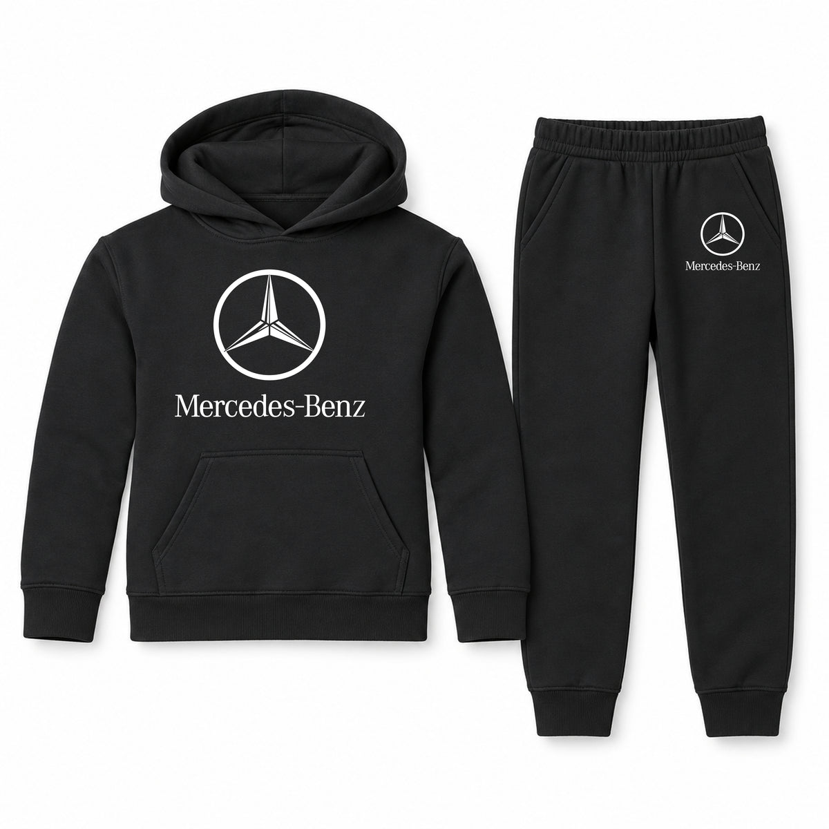 Mercedes-Benz Luxury youth hoodie jogger set, Black, Youth Large ages 10–12