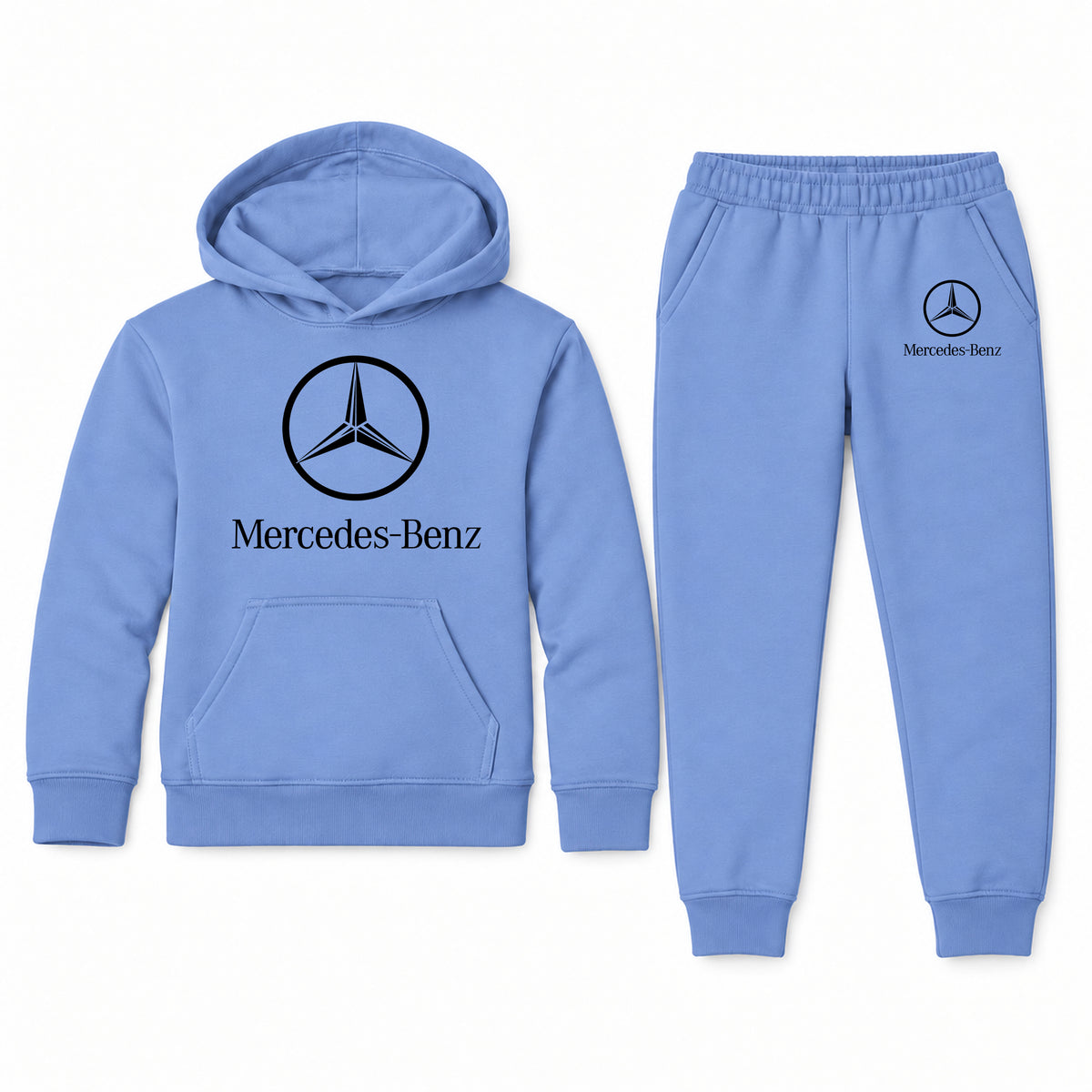 Mercedes-Benz Luxury youth hoodie jogger set, Carolina Blue, Youth Large ages 10–12