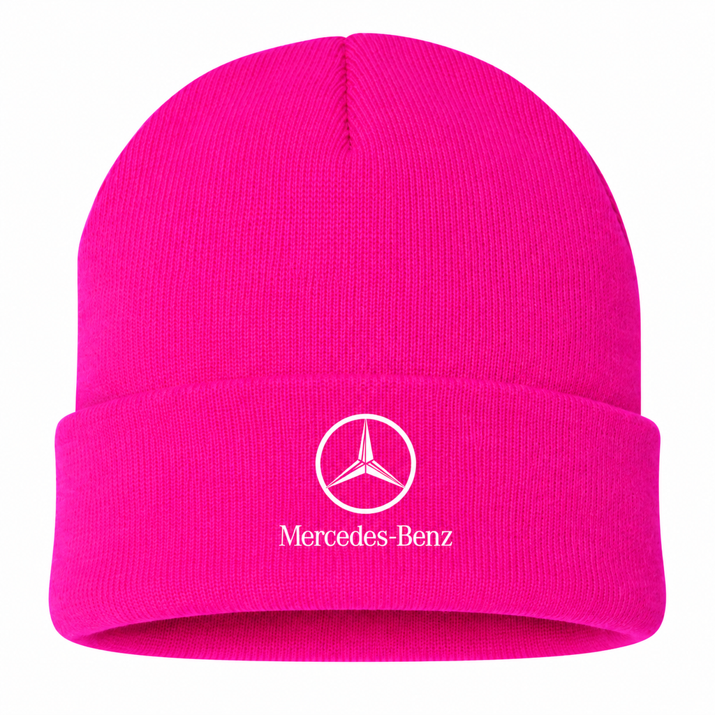 Men's Mercedes-Benz Luxury Beanie Hat — Hot Pink — clean front main