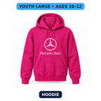 Mercedes-Benz Luxury - Youth Large Hoodie (Ages 10–12) | Color: Hot Pink