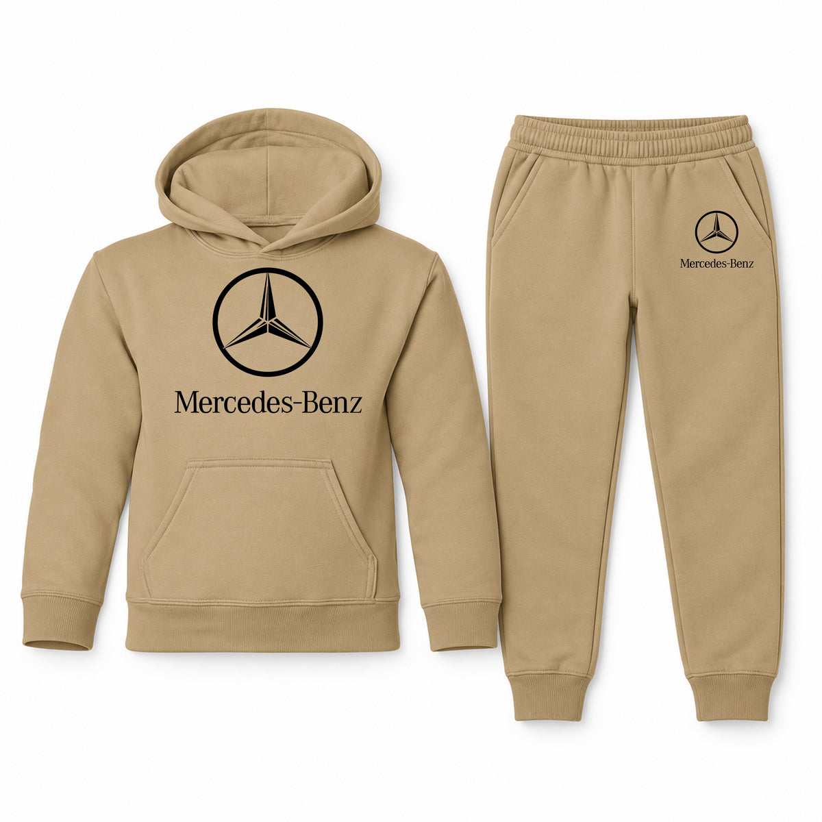 Mercedes-Benz Luxury youth hoodie jogger set, Khaki, Youth Large ages 10–12