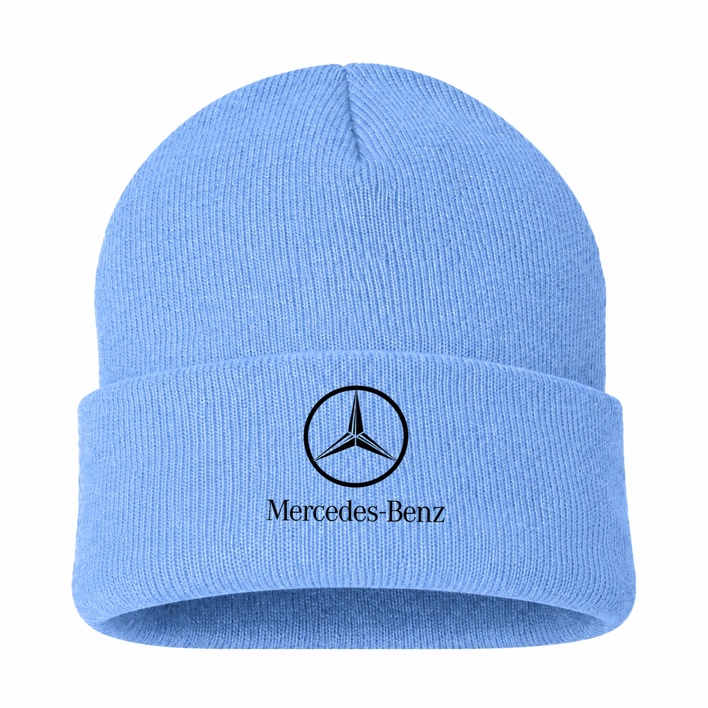 Men's Mercedes-Benz Luxury Beanie Hat — Sky Blue — clean front main