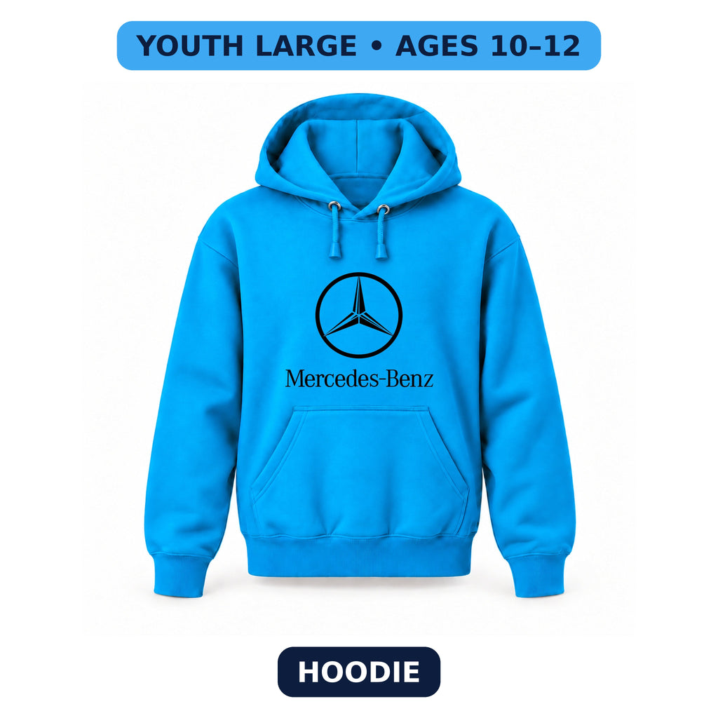 Mercedes-Benz Luxury - Youth Large Hoodie (Ages 10–12) | Color: Turquoise