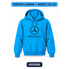 Mercedes-Benz Luxury - Youth Large Hoodie (Ages 10–12) | Color: Turquoise