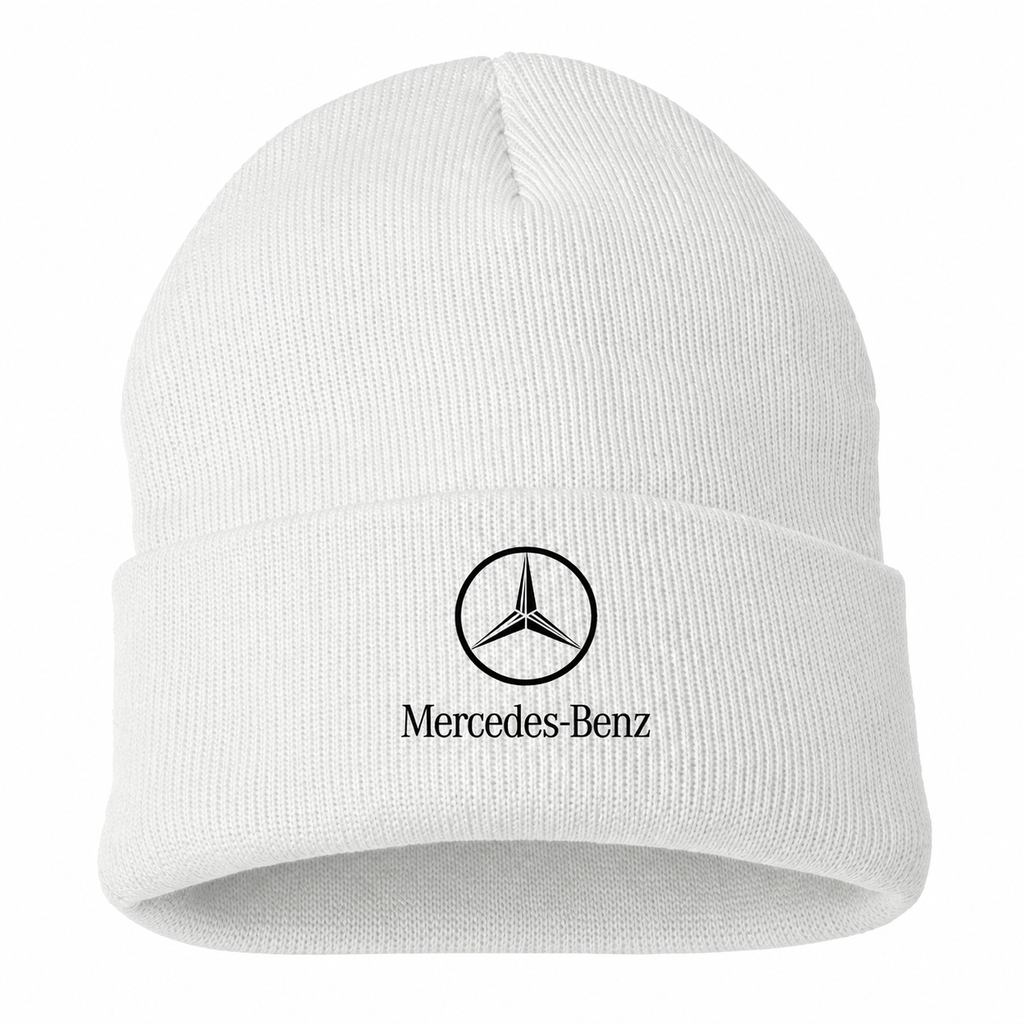 Men's Mercedes-Benz Luxury Beanie Hat — White — clean front main