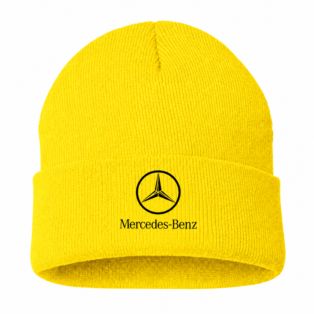Men's Mercedes-Benz Luxury Beanie Hat — Yellow — clean front main