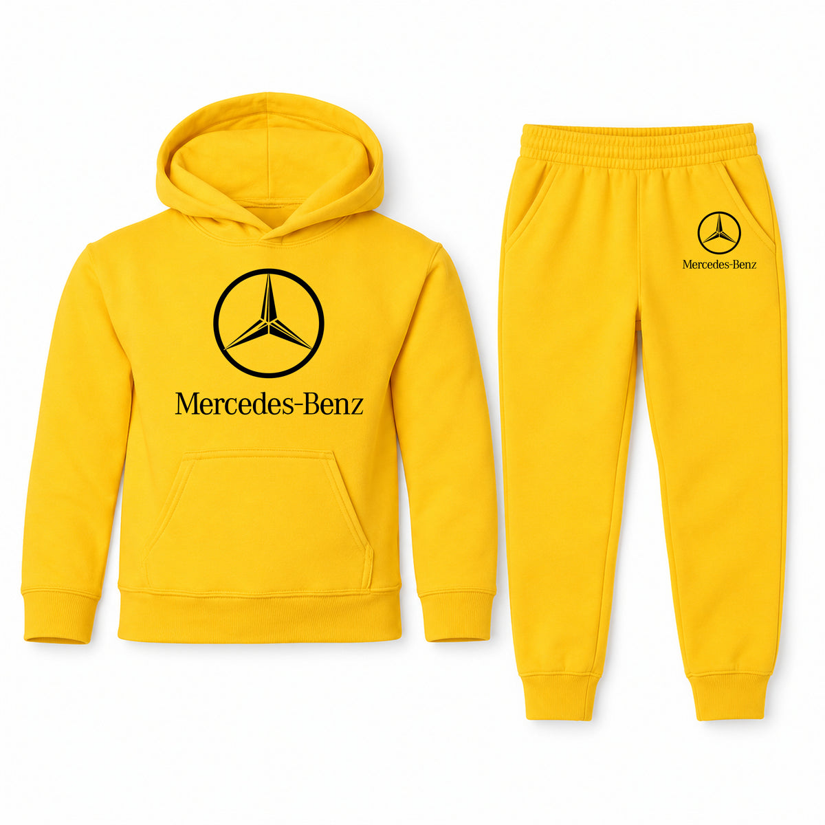 Mercedes-Benz Luxury youth hoodie jogger set, Yellow, Youth Large ages 10–12