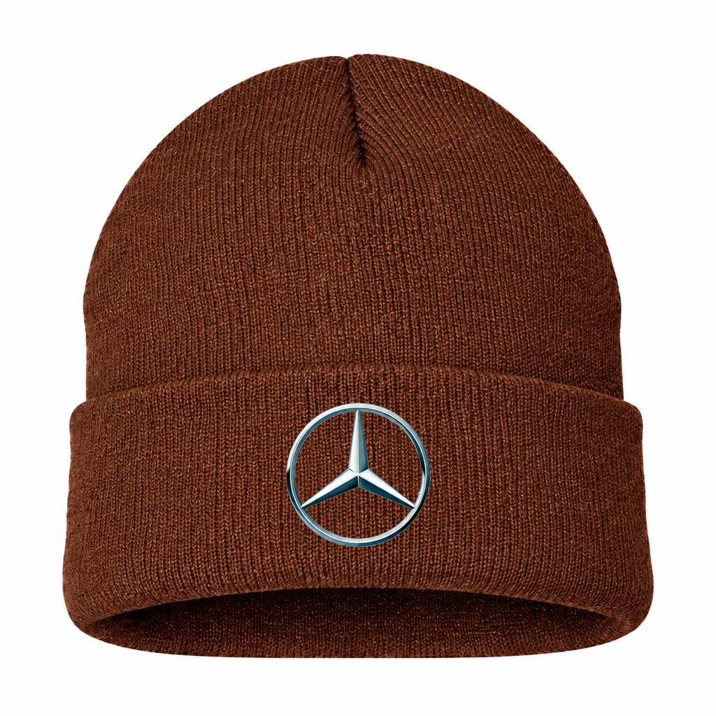 Men's Mercedes-Benz New Beanie Hat — Brown — clean front main