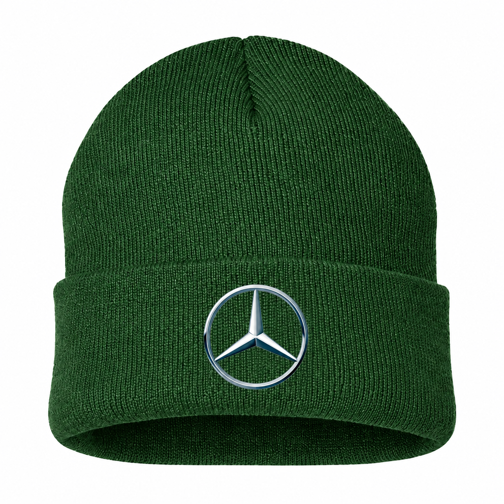 Men's Mercedes-Benz New Beanie Hat — Forest Green — clean front main