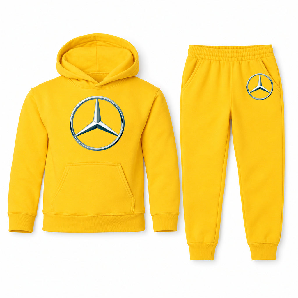 Mercedes-Benz New youth hoodie jogger set, Yellow, Youth Large ages 10–12